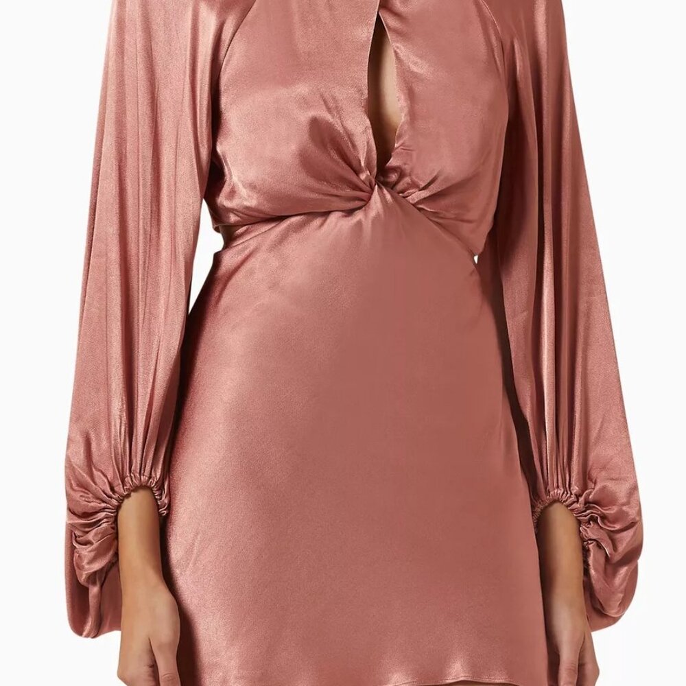 New Shona Joy Angelica Long Sleeve Mini Dress in Rouge Size Aus 4/US 0 pink - Picture 3 of 7